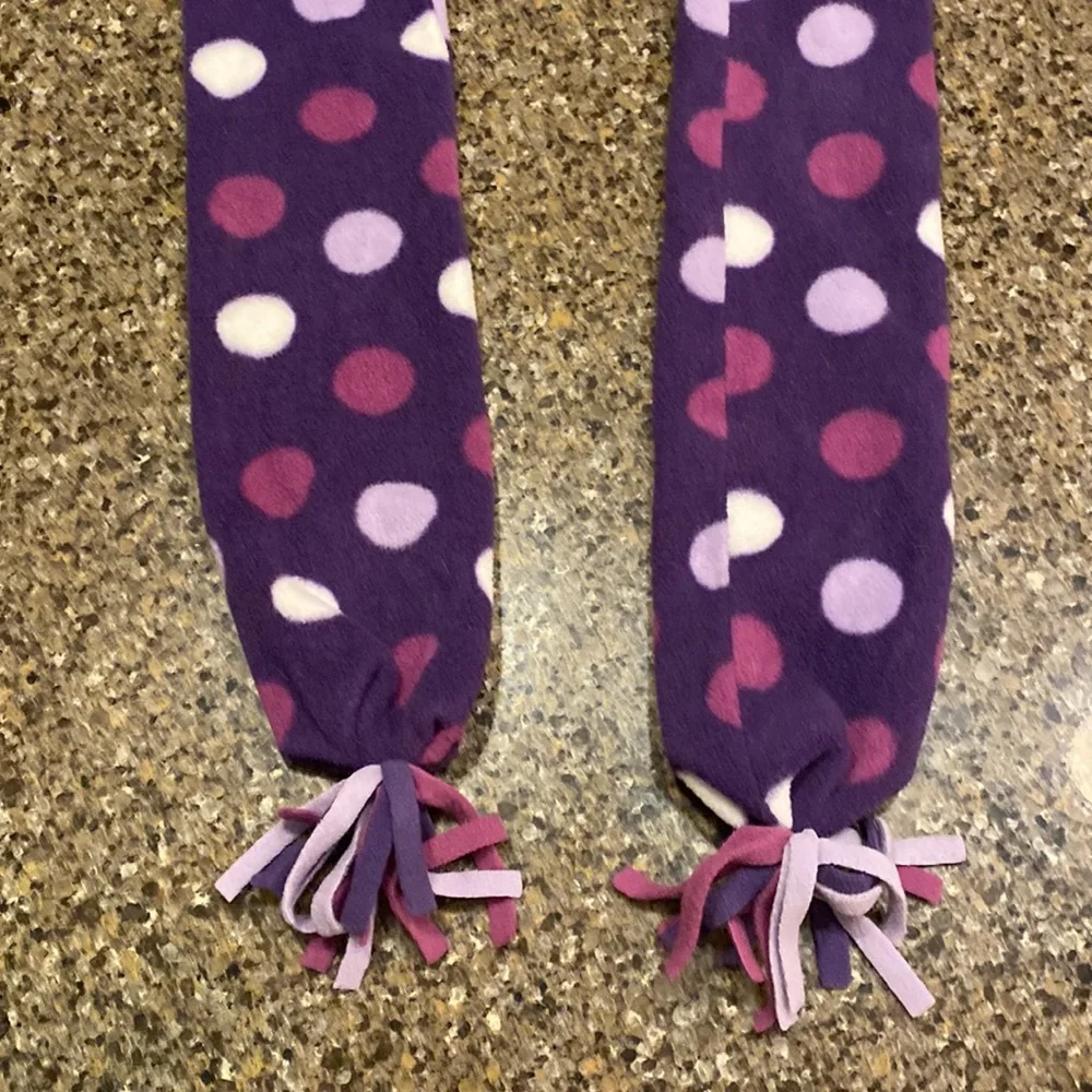 Fleece Scarf Dark Purple with Light and Medium Purple and White Spots - Picture 4 of 5